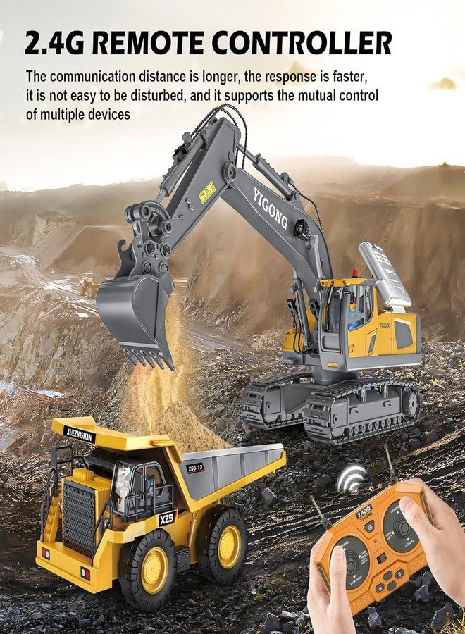 Junona 11CH Remote Control Excavator Toy, 1:20 Scale, 2.4GHz, Metal Shovel with Lights and Sounds, Construction Vehicle for Children 6-12 Years - Multicolor - Image 4